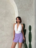 Kapaklı şort etek lila s208 thumbnail 5