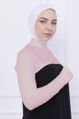 Loggia Balıkçı Yaka Boyunluklu Kolluk - Likralı Kadın Body Tesettür Crop Bolero-Pudra - 1