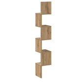 Zig Zag Köşe Duvar Rafı / Kitaplık Atlantik Çam 20x20x130 Modern Minimalist Köşe Rafı - 5