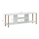 İntergo Tv Sehpası Raflı Tv Ünitesi Televizyon Sehpası Ahşap Ayaklı Çam -Outlet - 2