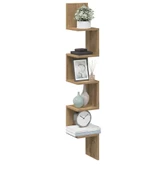 Zig Zag Köşe Duvar Rafı / Kitaplık Atlantik Çam 20x20x130 Modern Minimalist Köşe Rafı - 1