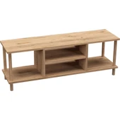 İntergo Tv Sehpası Raflı Tv Ünitesi Televizyon Sehpası Ahşap Ayaklı Çam -Outlet - 5