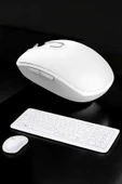 Beyaz Kablosuz Klavye Fare Seti Kablosuz Fare USB Alıcı PC Uyumlu thumbnail 1