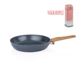 Seramik Tava 28 CM Yanmaz Yapışmaz Yüzey ve Pembe Yağdanlık thumbnail 4