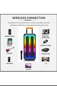 NDR1097 Taşınabilir Tekerlekli Büyük Boy RGB Işıklı Bluetooth Mikrofonlu Hoparlör - 7