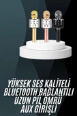 Karaoke Mikrofon Bluetooth Bağlantılı Aux Girişli Uzun Pil Ömrü Yüksek Ses Kaliteli thumbnail 1
