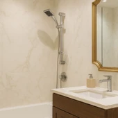 River Sürgülü Duş Seti Krom Kaplama Şeffaf Sabunluklu Ayarlanabilir Yükseklikli Lüks Banyo Duş Takım thumbnail 6