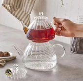Modern 600 / 1000ml Borosilikat Cam Demlik, Isıya Dayanıklı Cam Kapaklı, Çaydanlık - 1