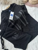 Baskılı Siyah Şortlu Takım - 3