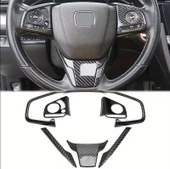 Honda Civic FC5 FK7 Karbon Fiber Direksiyon Düğmesi Kaplama 2016-2020 6 PARÇA thumbnail 1