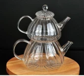 Modern 600 / 1000ml Borosilikat Cam Demlik, Isıya Dayanıklı Cam Kapaklı, Çaydanlık - 2