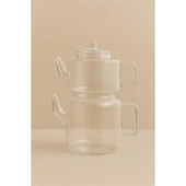 Bohem 1100 ml + 2000 ml Cam Süzgeçli Borosilikat Cam Demlik, Isıya Dayanıklı Cam Kapaklı, Çaydanlık thumbnail 2