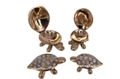 Kaplumbağa 4'lü Set Sedefli Pirinç Biblo Dekoratif Hediyelik thumbnail 3