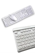 Kablosuz Klavye Mouse Seti Beyaz Q Klavye Tüm Cihazlara Uyumlu thumbnail 1