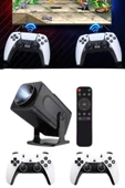 4K Android Smart Wi-fi Çift Kollu Projeksiyon Game Box Kumandalı Taşınabilir thumbnail 5