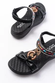 DM-608 Siyah Taşlı Arka Lastikli Günlük Kadın Sandalet thumbnail 4