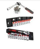 Premium 12 Parça Lokma Anahtar Takımı Cırcırlı Seti Standlı Otomatik Ayarlı Kilitli Mandallı Somun - 1