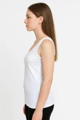 Kadın Basic Pamuklu Atlet Tekli Beyaz thumbnail 4