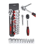 Premium 12 Parça Lokma Anahtar Takımı Cırcırlı Seti Standlı Otomatik Ayarlı Kilitli Mandallı Somun - 2