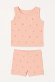 Kız Çocuk Derby Ribana Geniş Askılı Desenli Atlet Şortlu Takım 6'lı Set - Rahat Yazlık Ev Giyim thumbnail 6