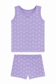 Kız Çocuk Emprime Desenli Atlet Şortlu Takım 6'lı Set - Rahat Yazlık Ev Giyim thumbnail 1