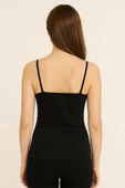 Kadın Basic Pamuklu İp Askılı Atlet Tekli Siyah thumbnail 2