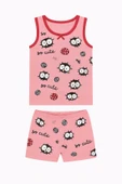 Kız Çocuk Emprime Desenli Atlet Şortlu Takım 6'lı Set - Rahat Yazlık Ev Giyim thumbnail 3