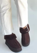 Pabucmarketi Kahve Süet Kadın Düz Bot thumbnail 3