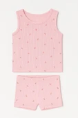 Kız Çocuk Derby Ribana Geniş Askılı Desenli Atlet Şortlu Takım 6'lı Set - Rahat Yazlık Ev Giyim thumbnail 1