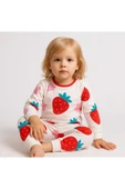 Kız Çocuk Çilek Desenli Pamuklu Pijama Takımı thumbnail 2