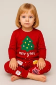 Kız Çocuk Yılbaşı Temalı Pamuklu Pijama Takımı thumbnail 2