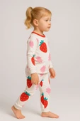 Kız Çocuk Çilek Desenli Pamuklu Pijama Takımı thumbnail 3