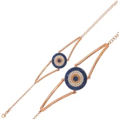 925 Ayar Gümüş Rose Nazar Bileklik thumbnail 2