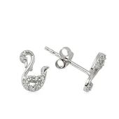 925 Ayar Gümüş Kuğu Çivili Küpe thumbnail 2