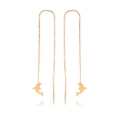 925 Ayar Gümüş Zincirli Yunus Balığı Küpe thumbnail 1