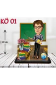 Kişiye Özel Ahşap Biblo - Kadın Öğretmen Karikatür Biblo - Öğretmen Biblo thumbnail 1