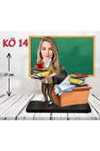Kişiye Özel Ahşap Biblo - Kadın Öğretmen Karikatür Biblo - Öğretmen Biblo 14 thumbnail 1