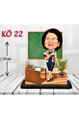 Kişiye Özel Ahşap Biblo - Kadın Öğretmen Karikatür Biblo - Öğretmen Biblo 22 thumbnail 1