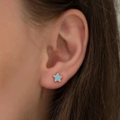 Gümüş Fosforlu Mavi Yıldız Küpe thumbnail 3