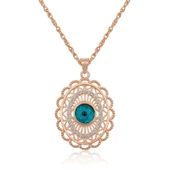 ​925 Ayar Gümüş Rose Oval Nazar Kolye thumbnail 2