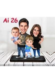 Kişiye Özel Ahşap Biblo - Aile Karikatür Biblo - 4 Kişilik Aile Biblo 9 thumbnail 1