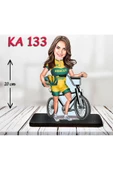 Kişiye Özel Ahşap Biblo - Bisiklet Kullanan Kadın Karikatür Biblo 2 thumbnail 1