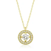 Gümüş Gold Minimal Yuvarlak Tektaş Kadın Kolye thumbnail 1