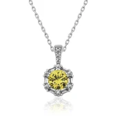 ​925 Ayar Gümüş Buğday Sarısı Baget Taşlı Kadın Gümüş Kolye thumbnail 1