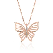 925 Ayar ​Gümüş Rose Bahar Kelebeği Kadın Gümüş Kolye thumbnail 1