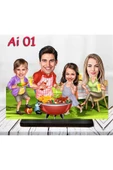 Kişiye Özel Ahşap Biblo - Aile Karikatür Biblo - 4 Kişilik Aile Biblo thumbnail 1