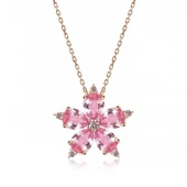 925 Ayar Gümüş Rose Pembe Kamelya Çiçeği Kolye thumbnail 2