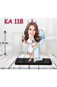 Kişiye Özel Ahşap Biblo - Sağlıkçı Kadın Karikatür Biblo - Doktor Biblo 10 thumbnail 1