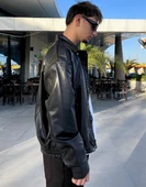 Erkek Oversize Vintage Deri Ceket - 3