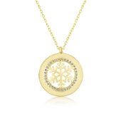 925 Ayar Gümüş Gold Kar Tanesi Kadın Gümüş Kolye thumbnail 1